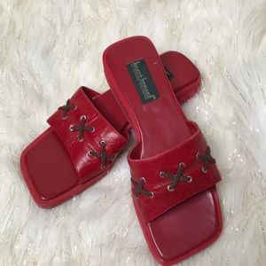 Harve Bernard Red Leather upper Sandal